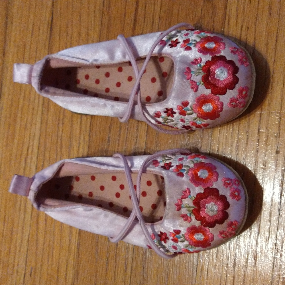 Satin embroidered shoes